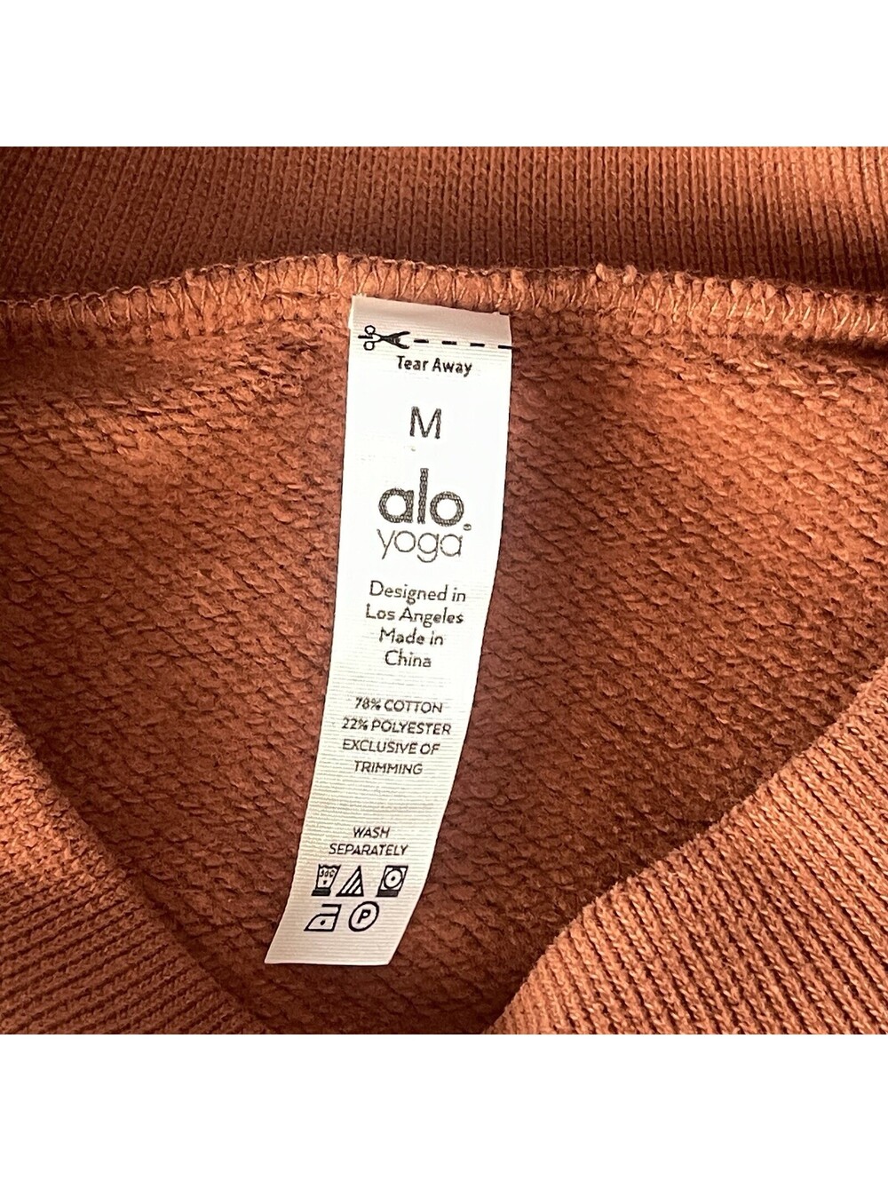 ALO YOGA Cropped Fresh Coverup M Pullover Sweatshirt Brown Dolman Crew MINT - Picture 3 of 13